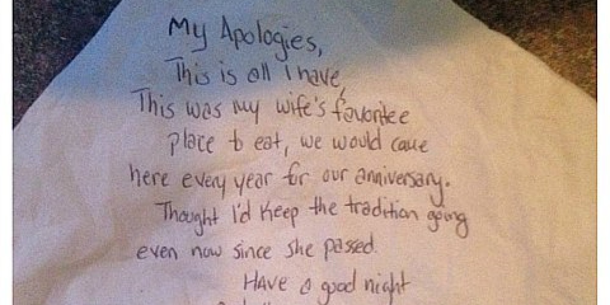 One Man's Napkin Note About His Late Wife Made The Whole Restaurant Cry ...