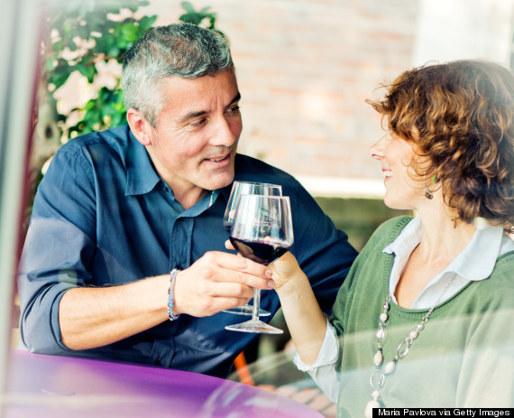 mature couple drinking wine