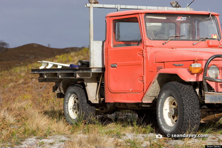 surfboard on truck