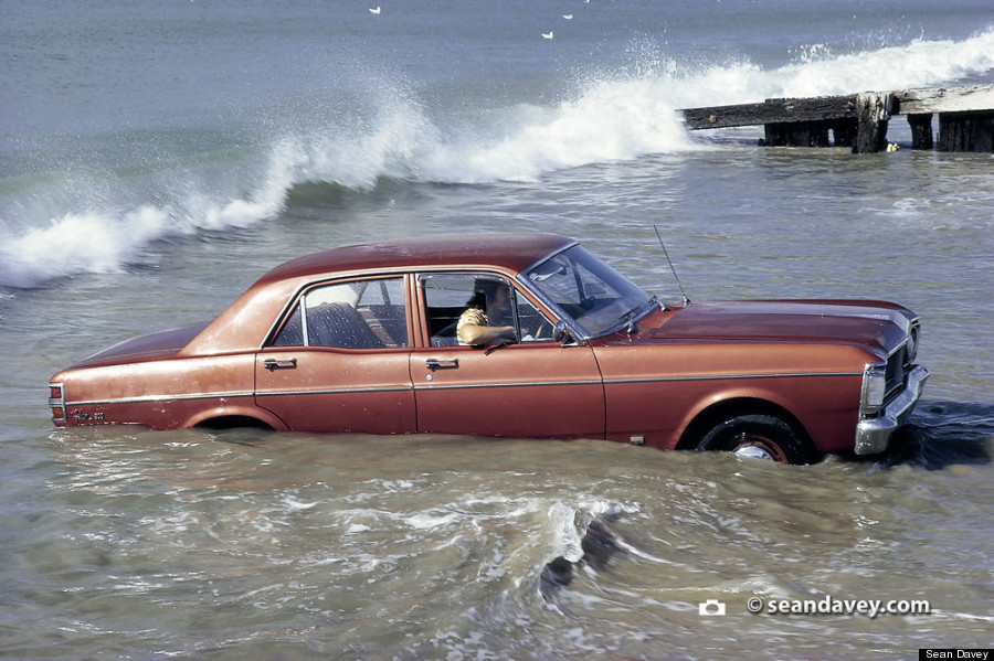 car in ocean