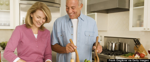 cooking mature couple