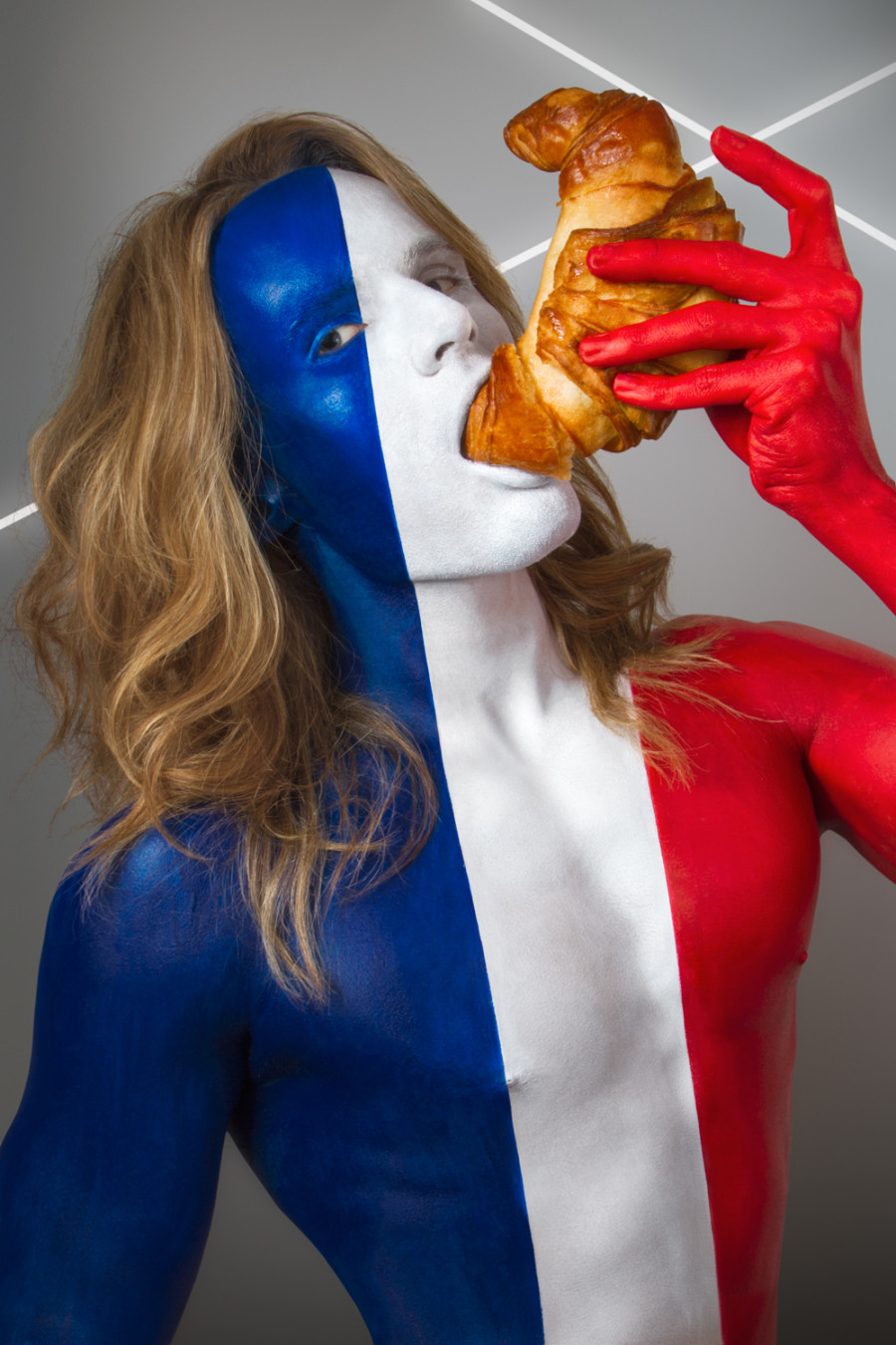 World Flag Body Paint Girl