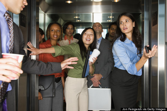 holding the elevator