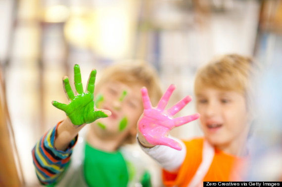 playful kids in classroom