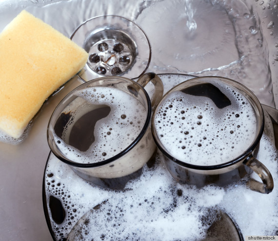 dishes in sink