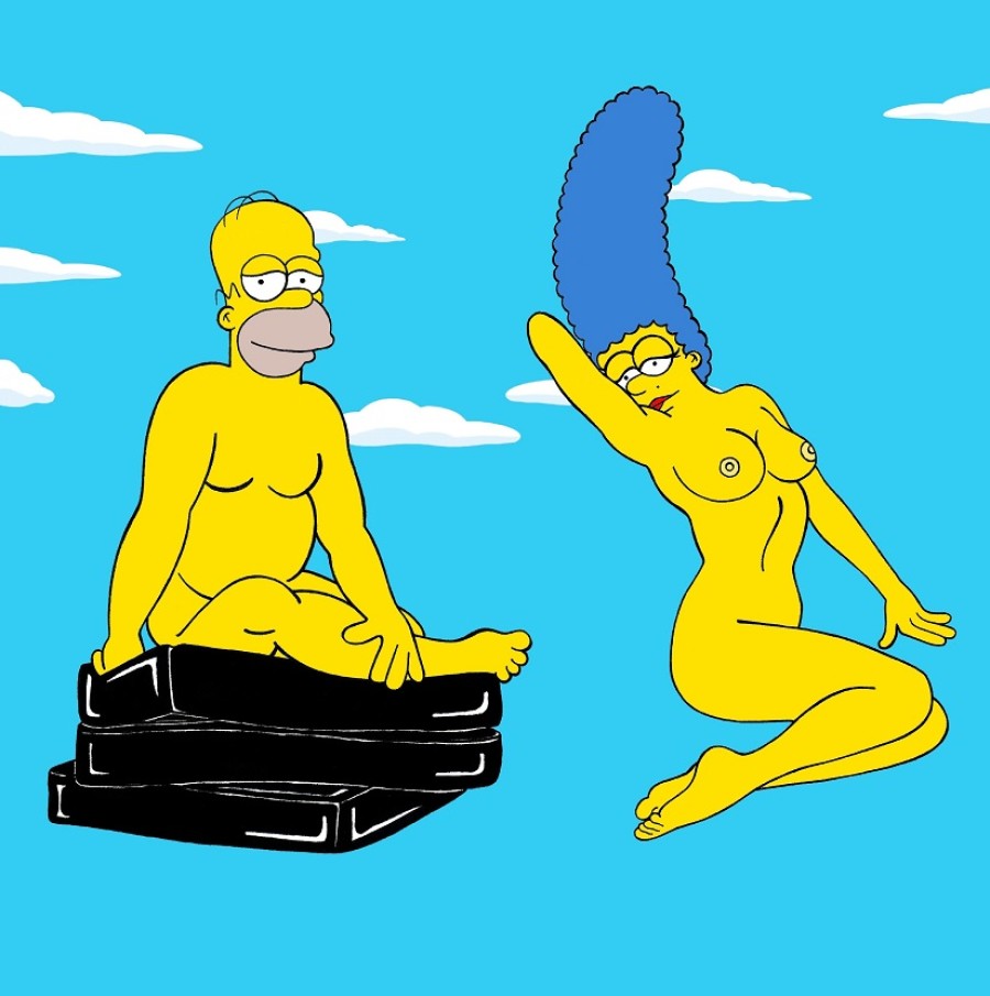4. Here's Homer and Marge floating naked through the air. 