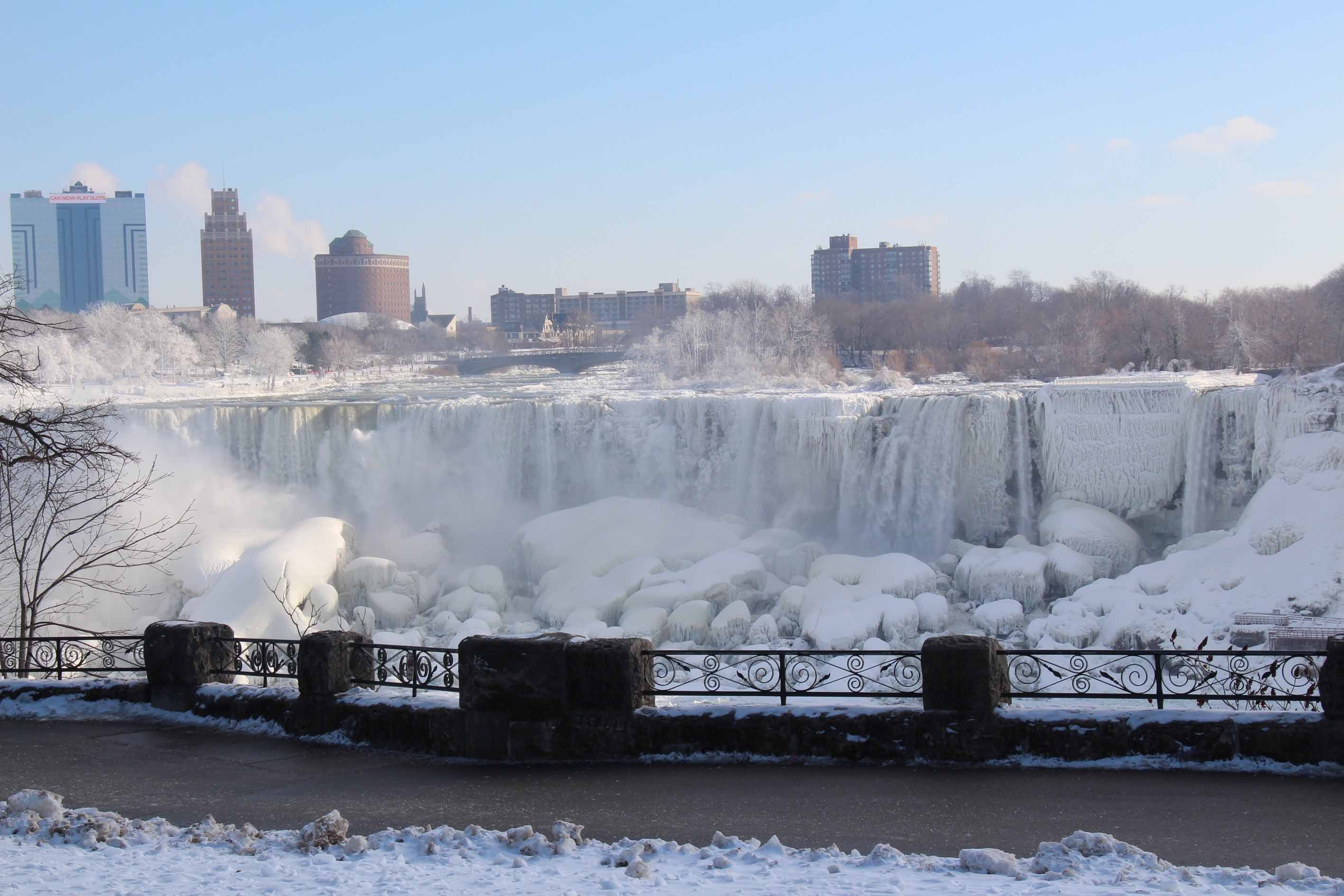 frozen waterfall in canada