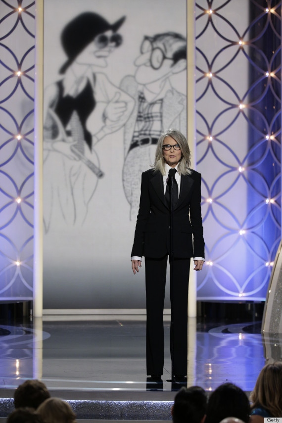 diane keaton golden globes 2014 suit