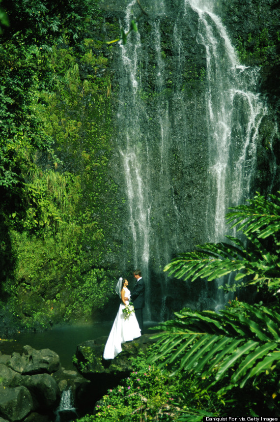 wedding hawaii waterfall