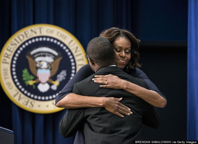 michelle obama hugs