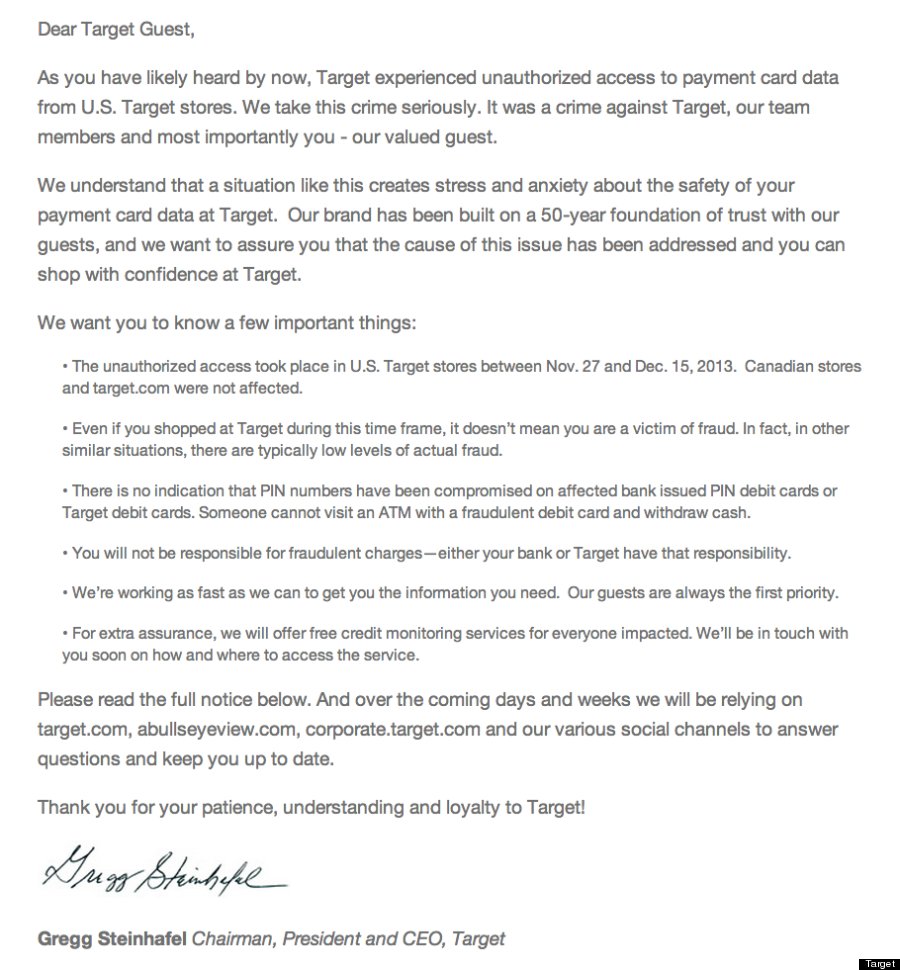 Target Email To Customers Offering Free Credit Monitoring Is Not A Scam