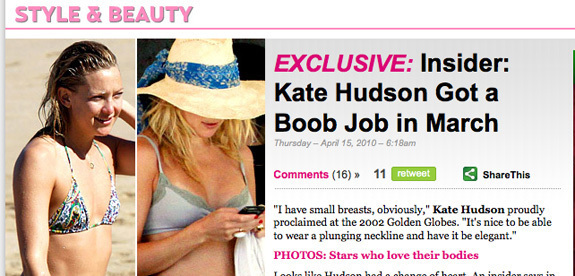 Kate Hudson Breast Implants Actress Gets Plastic Surgery Reports