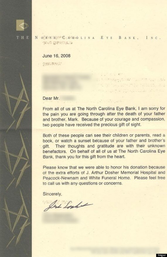 eye donor letter