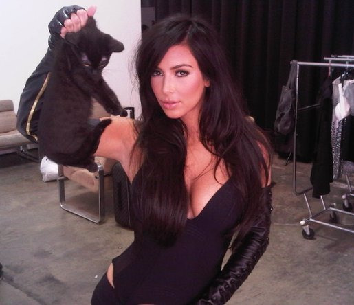 Kim Kardashian Poses With Cleavage Manhandles Kitten Photo Huffpost