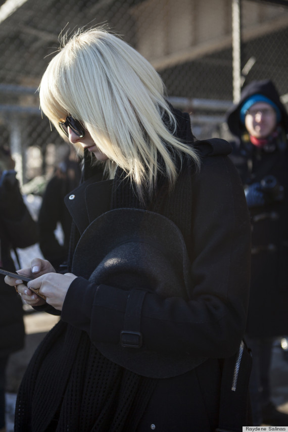 New York Fashion Week Fall 2014 Beauty Street Style Bleach Blonde Hair