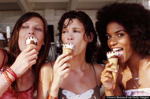 women adults friends ice cream