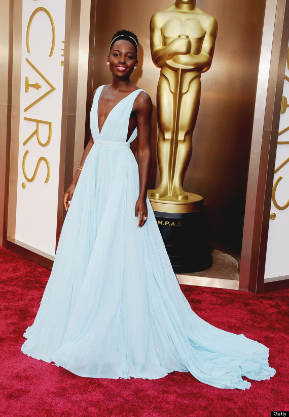 Lupita Nyong o Wows In Light Blue Prada Gown At The Oscars And Takes
