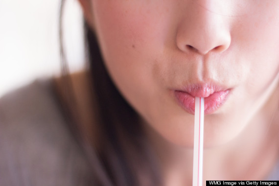 woman drink straw