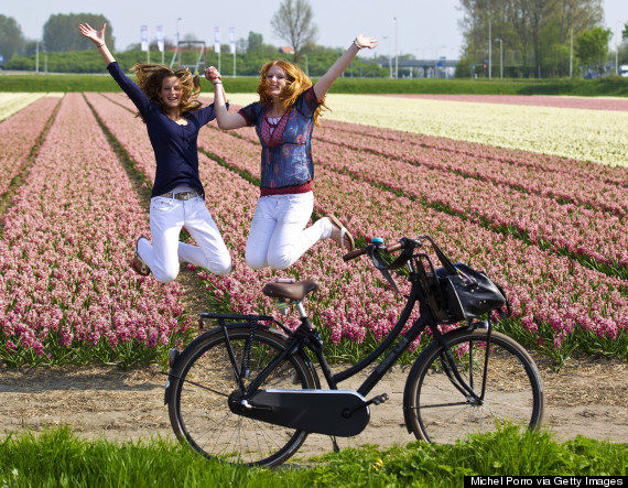 tourists jumping