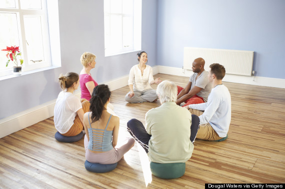 people meditating