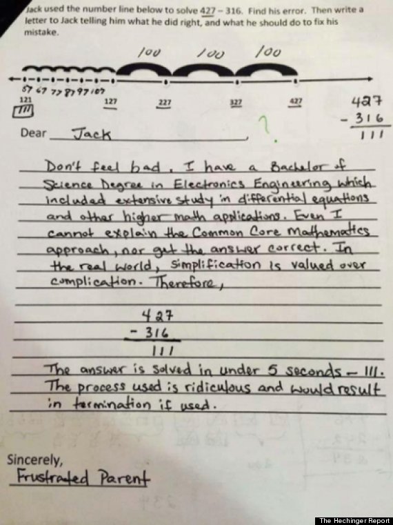 Common Core Math Problem: "Jack used the number line below to solve 427-316. Find his error. Then write a letter to Jack telling him what he did right, and what he should do to fix his mistakes."