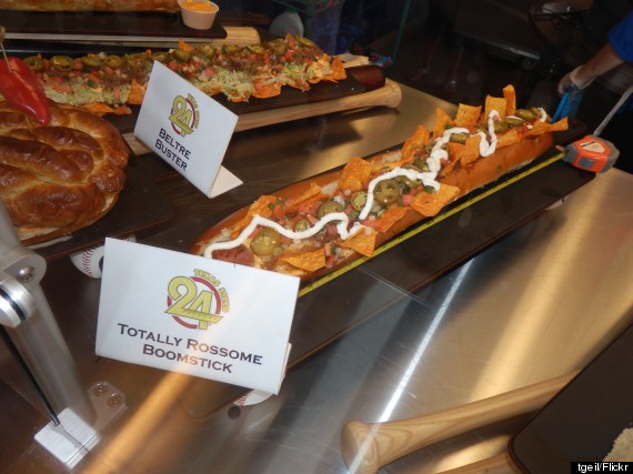 Behold the monstrous two-foot-long Texas Rangers 'boomstick' hot dog