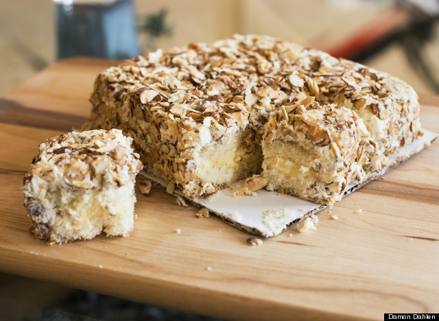 Burnt Almond Torte | Vanilla cake covered in tasty sugared almonds!