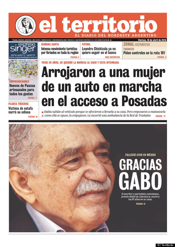 gabriel garcia marquez front page