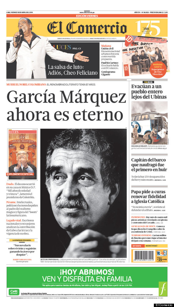 gabriel garcia marquez front page