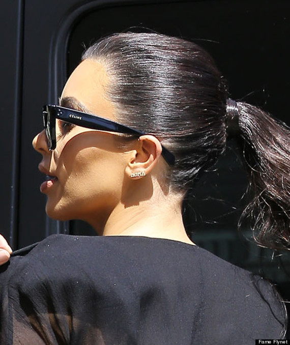 Kim Kardashian Steps Out In A Leather Skirt And 'North' Earring | HuffPost