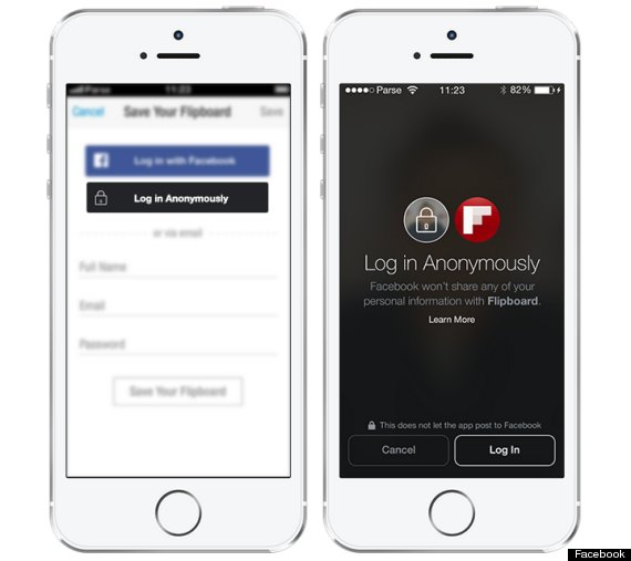 facebook anonymous log in
