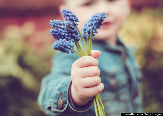 giving flowers