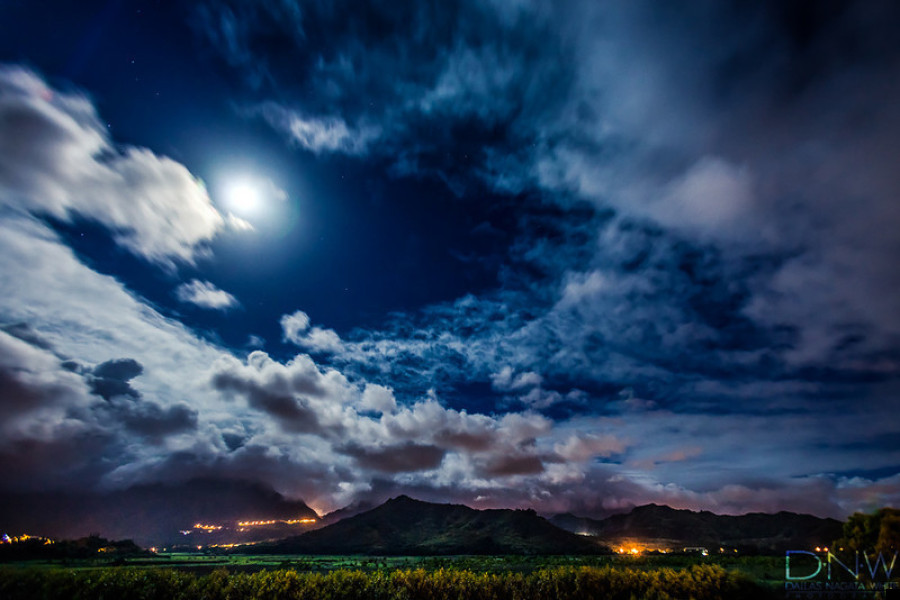 full moon over field