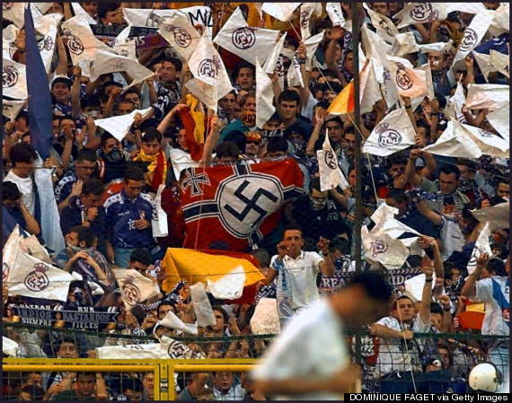 nazi flag at soccer stadium