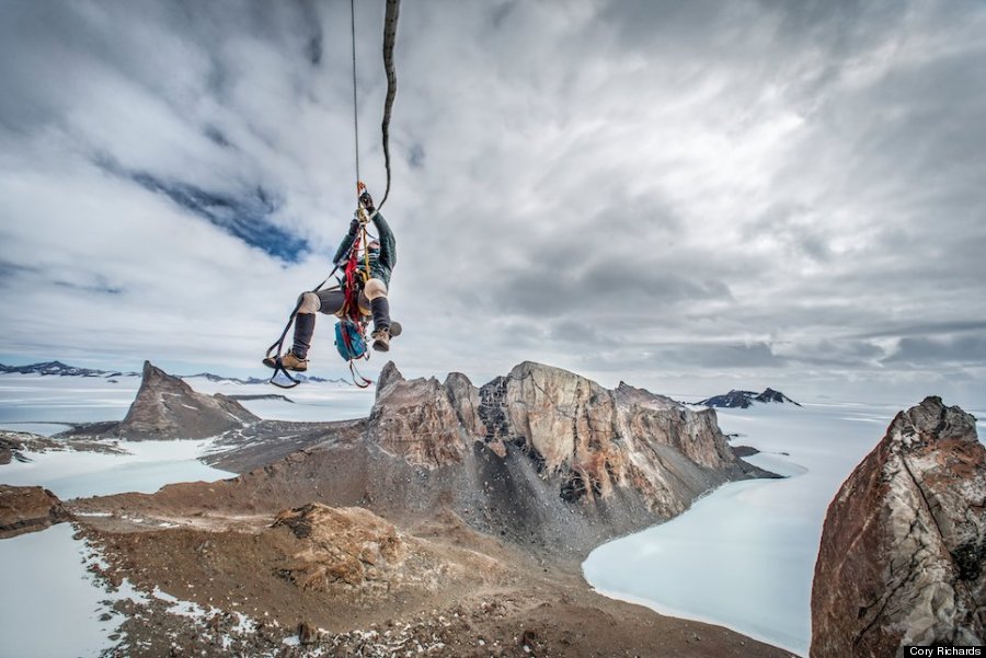 hiker in air