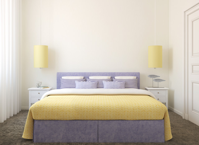 purple and yellow bedroom