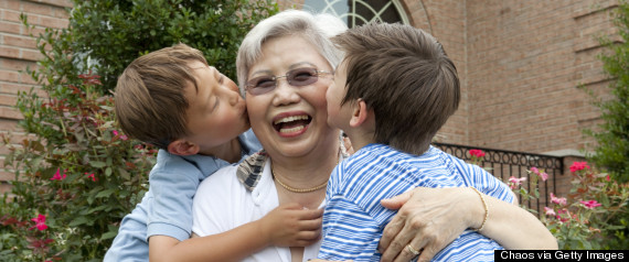 grandma kissing