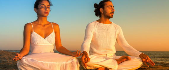 people meditating