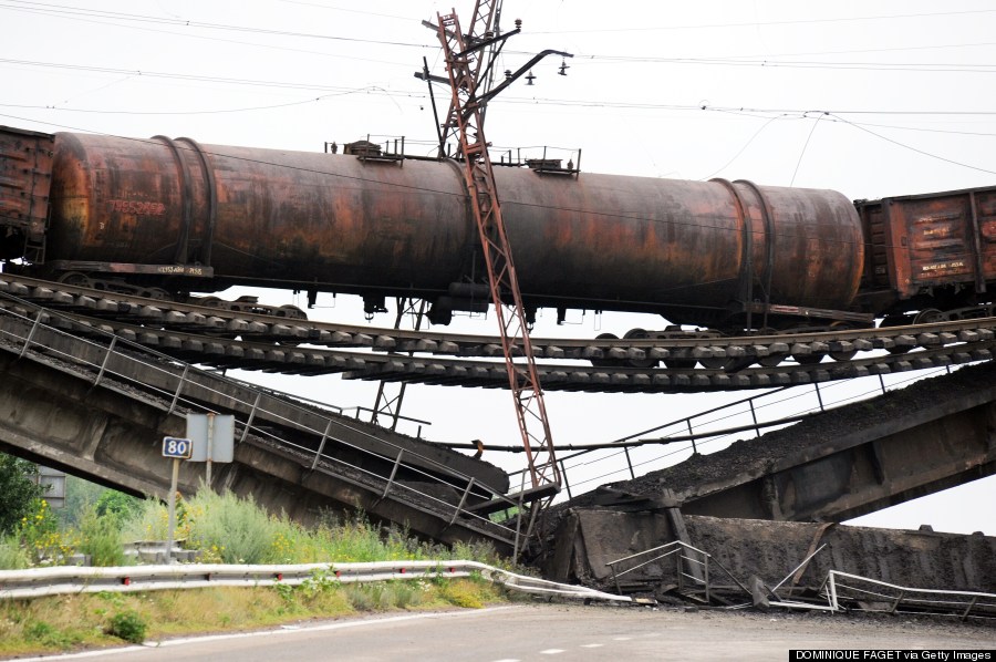 damaged railway bridge