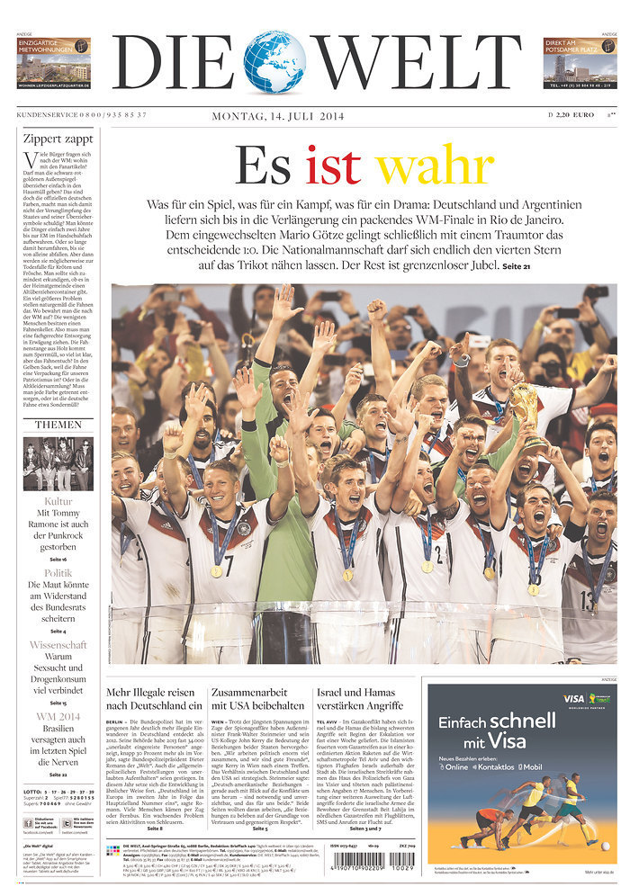 German Newspapers Are Ecstatic Over World Cup Win