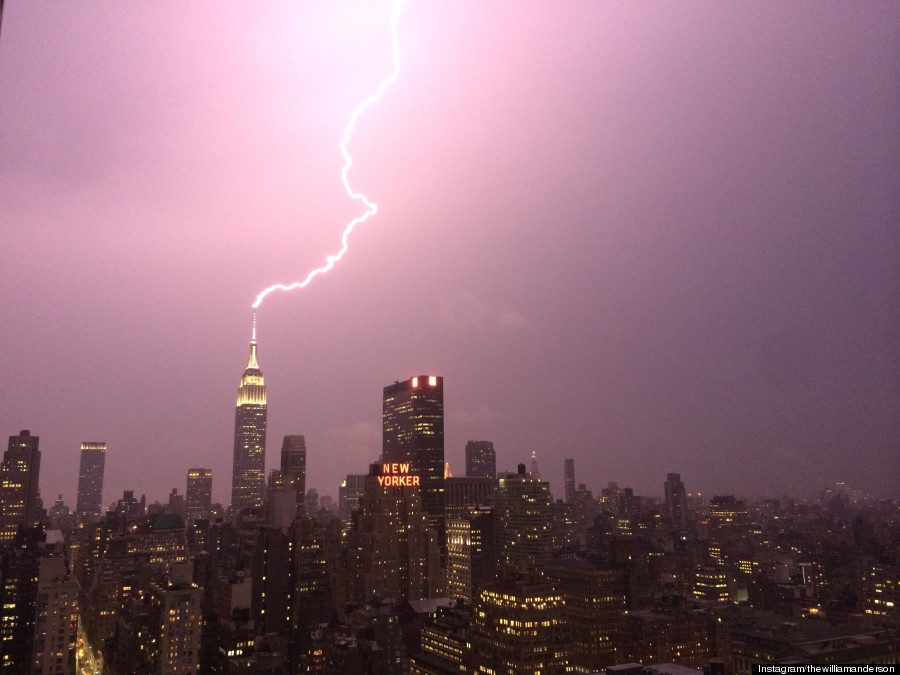 Lightning Strikes Empire State Building During Intense New York City