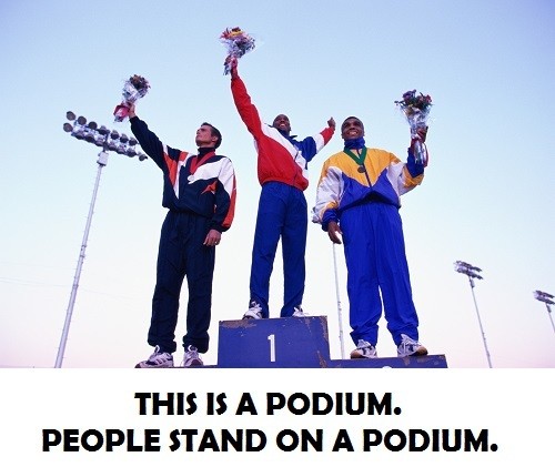 athletes on a podium