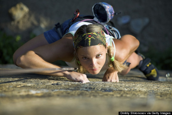 happy rock climber