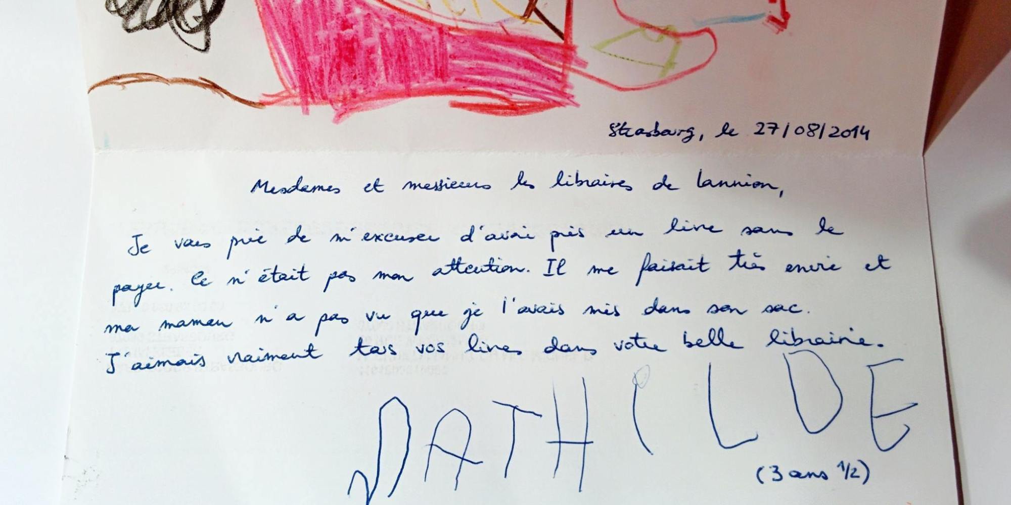 La lettre insolite d'une petite fille de 3 ans à une librairie de Lannion