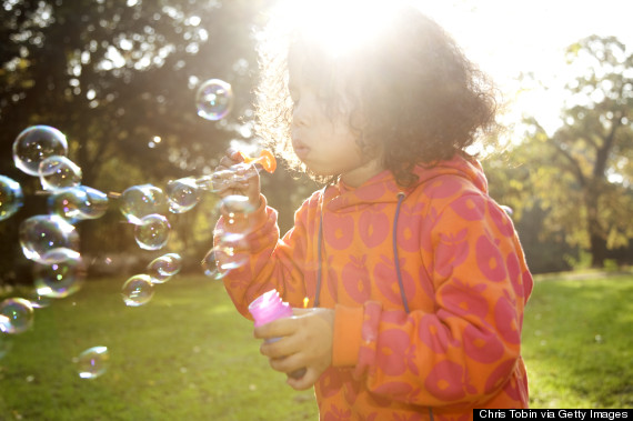 blowing bubbles