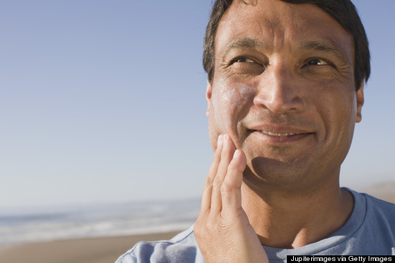 applying sunscreen