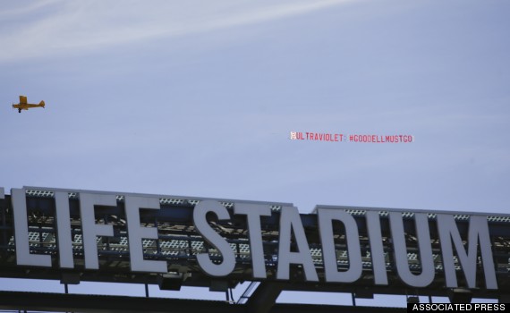 We Believe sign flown over stadium before the last regular season