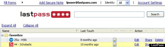 lastpass screen