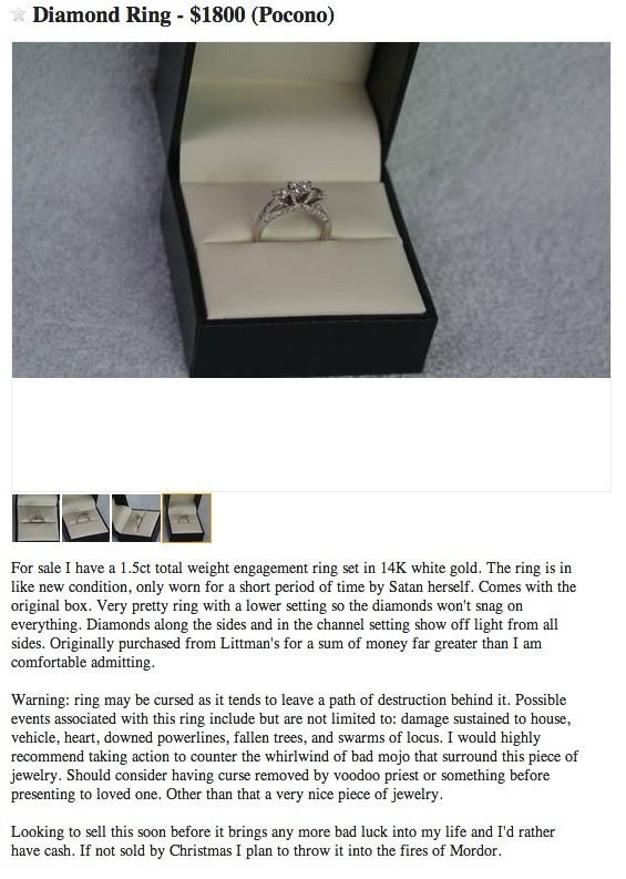 Craigslist engagement rings deals for sale