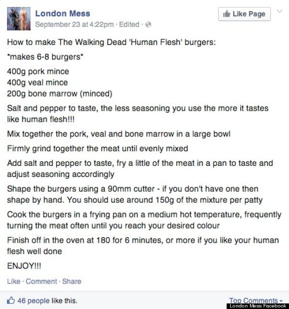 human flesh burgers
